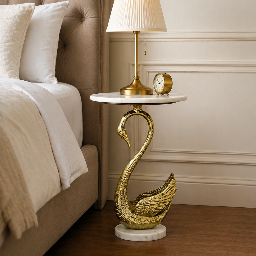 Side Table with Marble Top | Sculptural Side Table