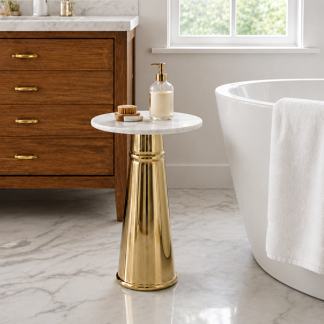 Side Table | White Marble Top |  Modern Design