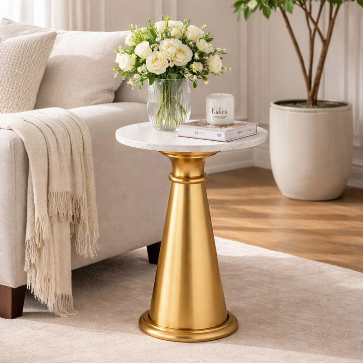 Side Table | White Marble Top |  Modern Design