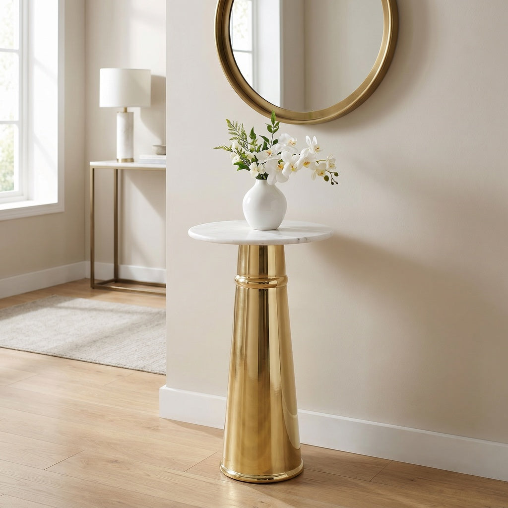 Side Table | White Marble Top |  Modern Design