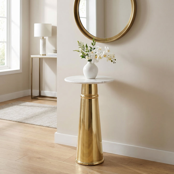 Side Table | White Marble Top |  Modern Design
