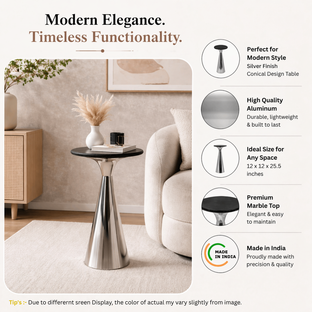 Side Table | Black Marble Top |  Modern Design