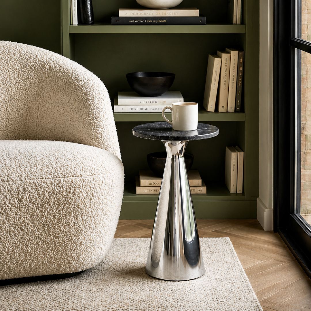 Side Table | Black Marble Top |  Modern Design