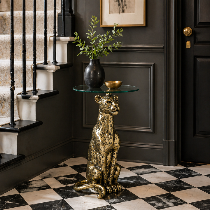 Side Table with Glass Top | Aluminum Base | 18x18x23"