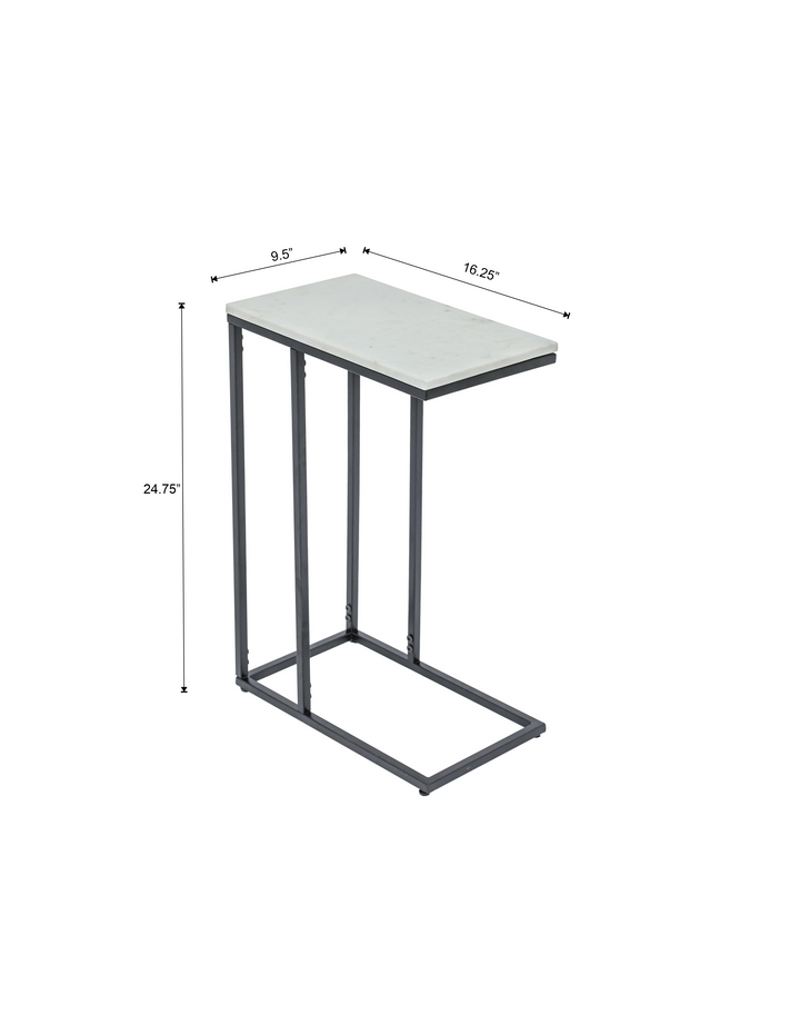 Modern C-Shape Marble Top Side Table | Luxury End Table for Living Room & Bedroom Decor