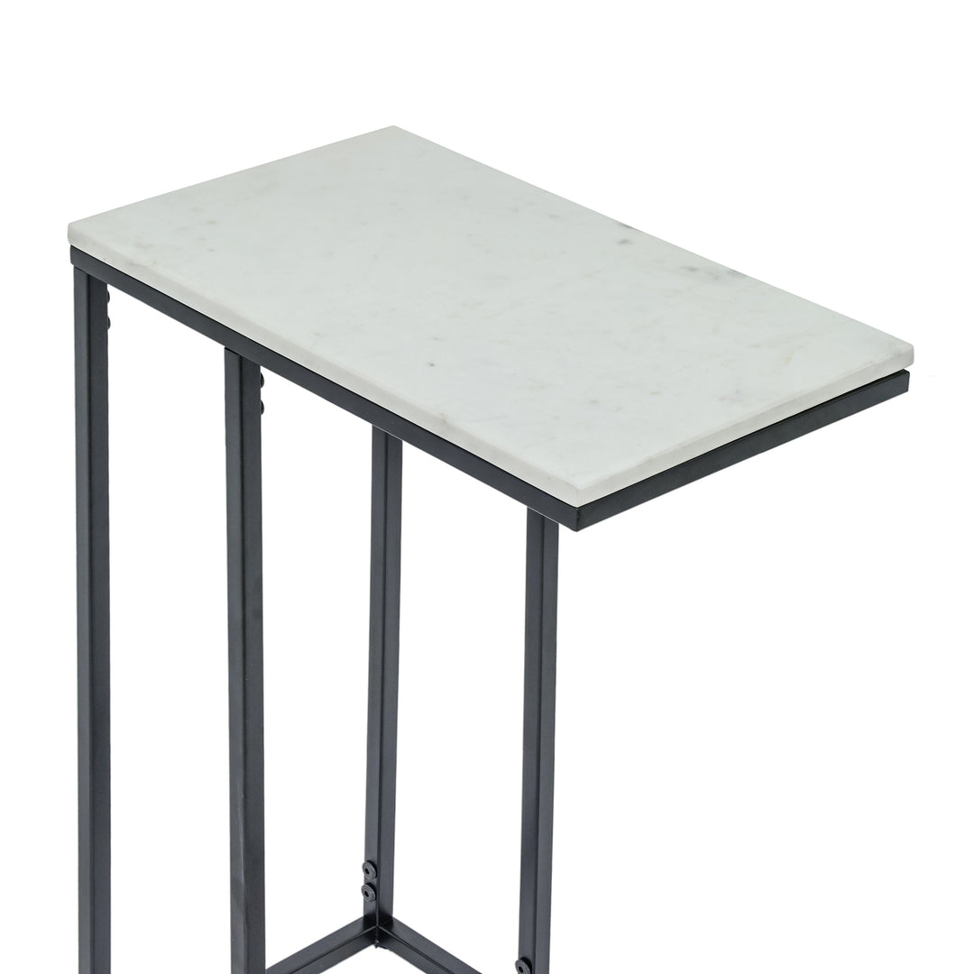 Modern C-Shape Marble Top Side Table | Luxury End Table for Living Room & Bedroom Decor