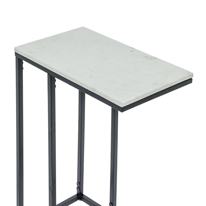 Modern C-Shape Marble Top Side Table | Luxury End Table for Living Room & Bedroom Decor