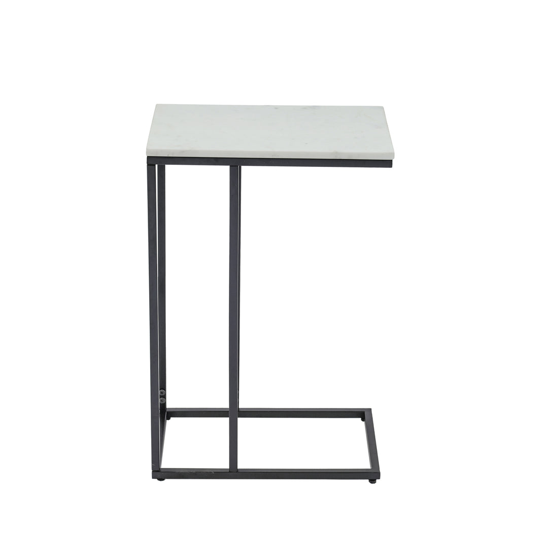 Modern C-Shape Marble Top Side Table | Luxury End Table for Living Room & Bedroom Decor