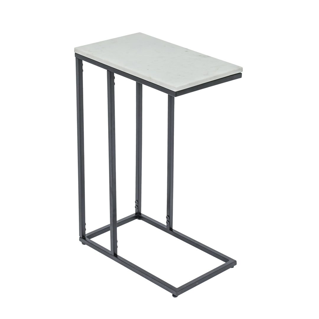 Modern C-Shape Marble Top Side Table | Luxury End Table for Living Room & Bedroom Decor