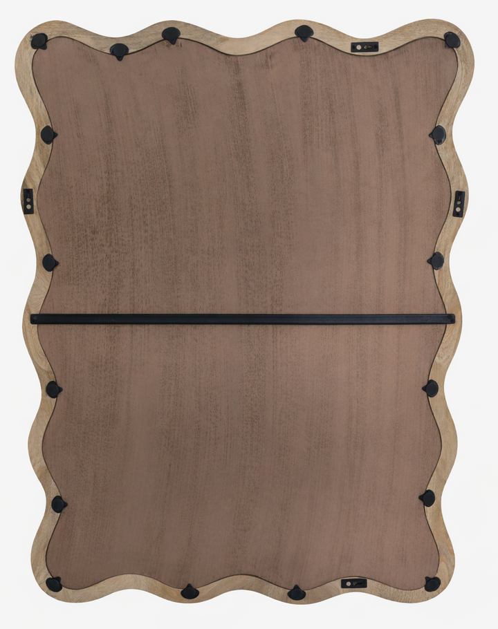 Decorative Wavy Wall Mirror with Mango Wood Frame, 36x48"