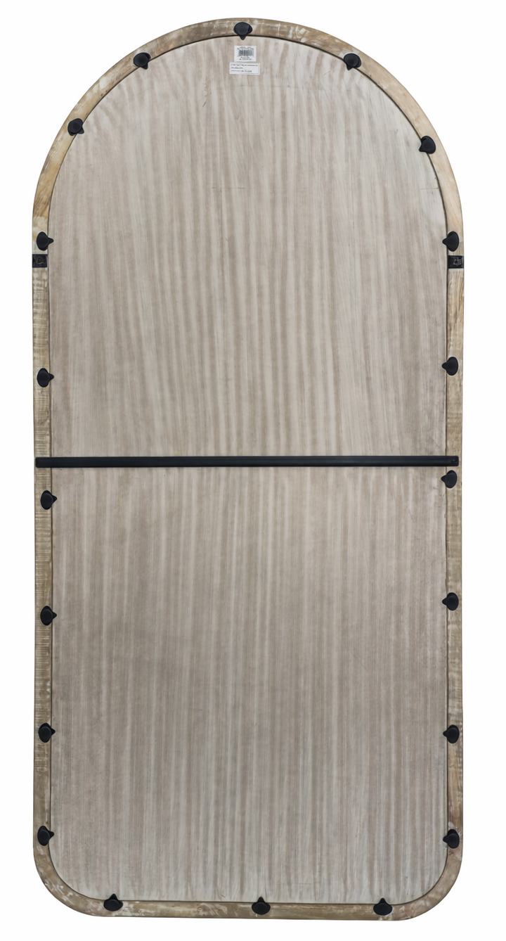 Arched Full Length Wall Mirror with Mango Wood Frame, 36x72"