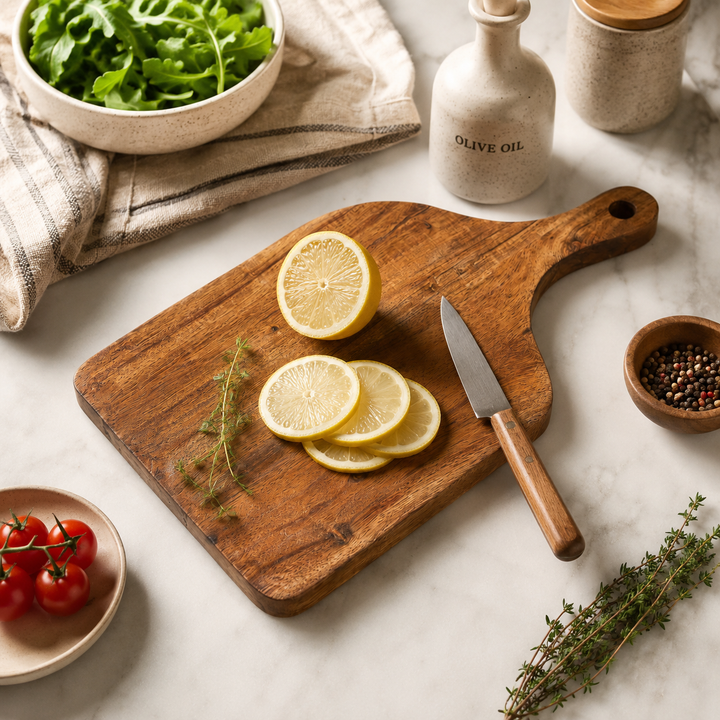 Acacia Wood Cutting Board with Handle, Wooden Chopping Board