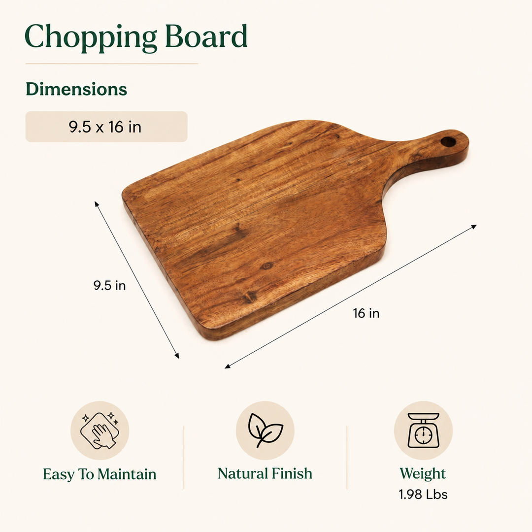Acacia Wood Cutting Board with Handle, Wooden Chopping Board