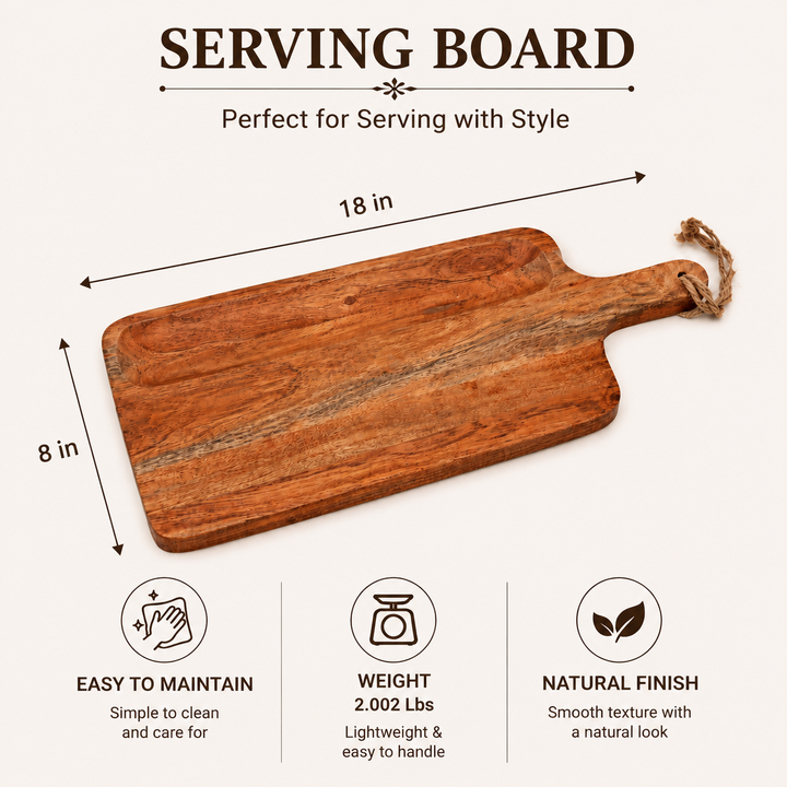 Handmade Acacia Wood Chopping Board with Handle