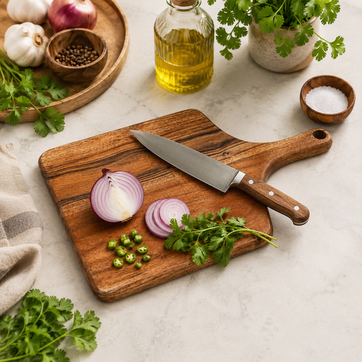 Acacia Wood Chopping Board with Handle, Cutting Board