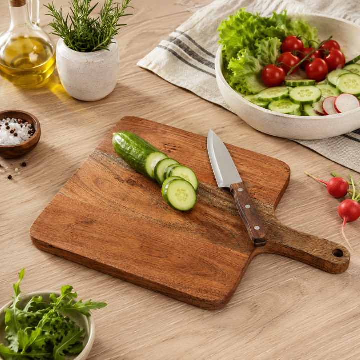 Acacia Wood Chopping Board with Handle, 12x0.75x16"