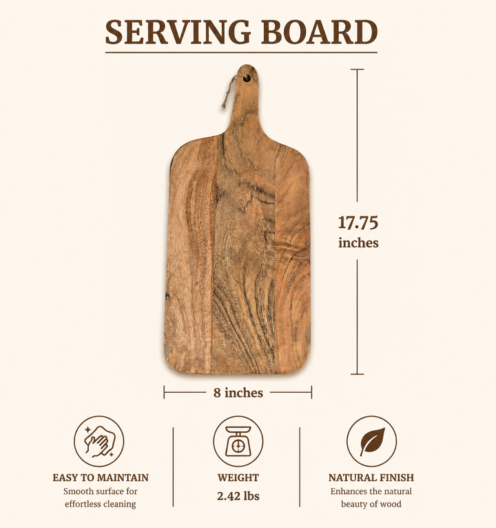 Acacia Wood Chopping Board with Handle, Wooden Cutting Board