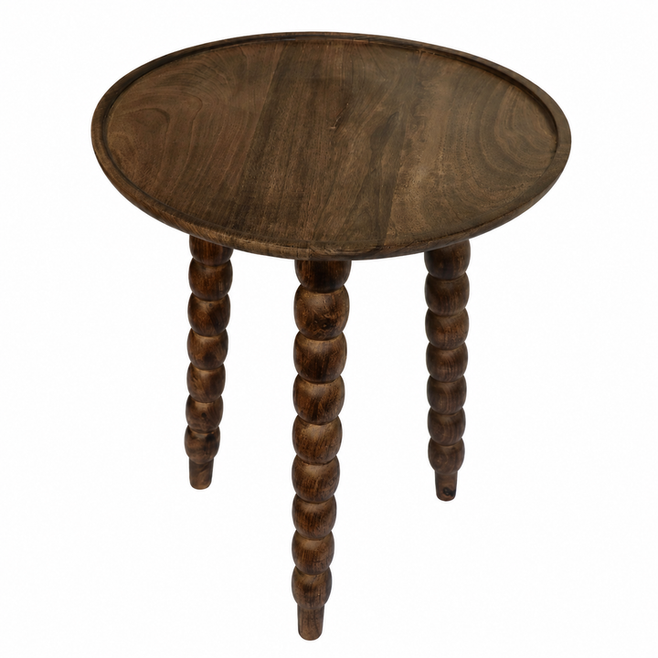 Mango Wood Round Accent Table, Knockdown