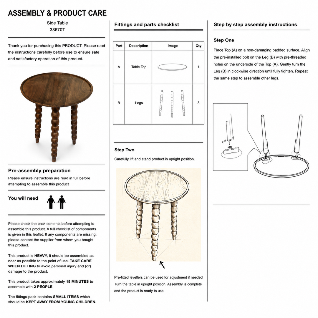 Mango Wood Round Accent Table, Knockdown