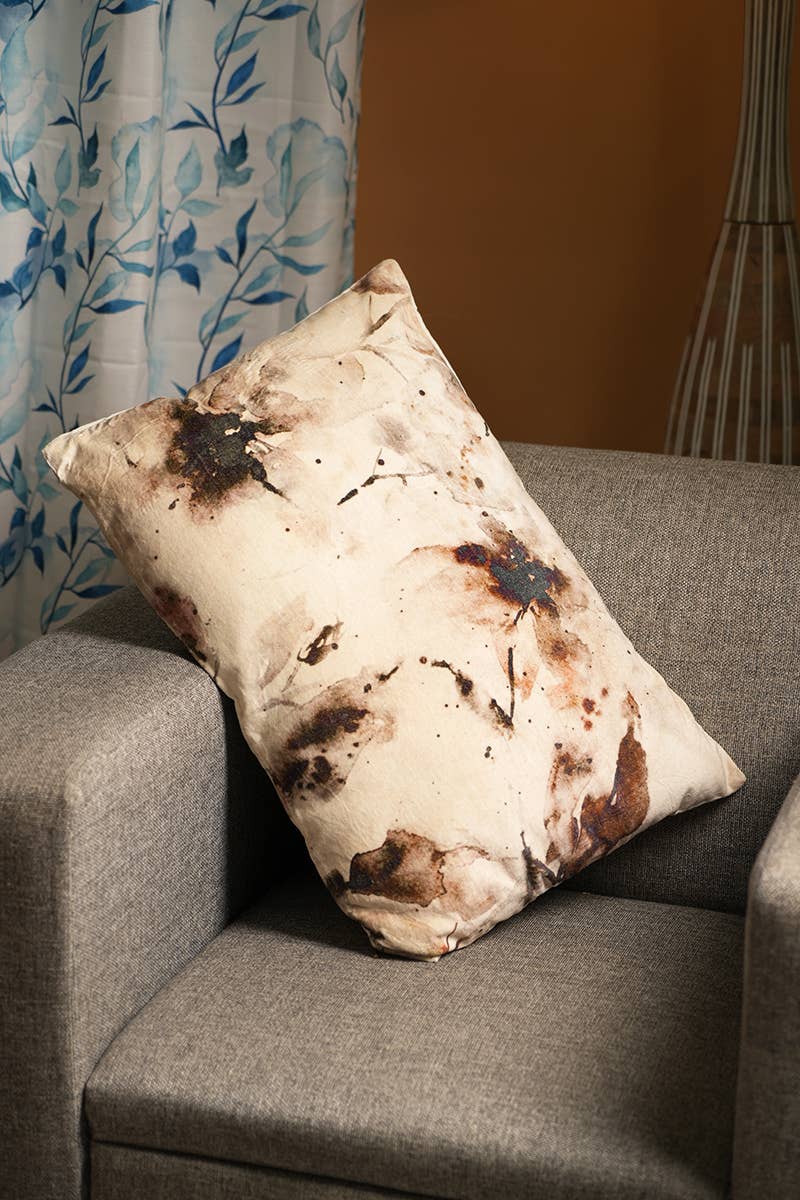 100% Cotton Velvet Printed Cushion Brown