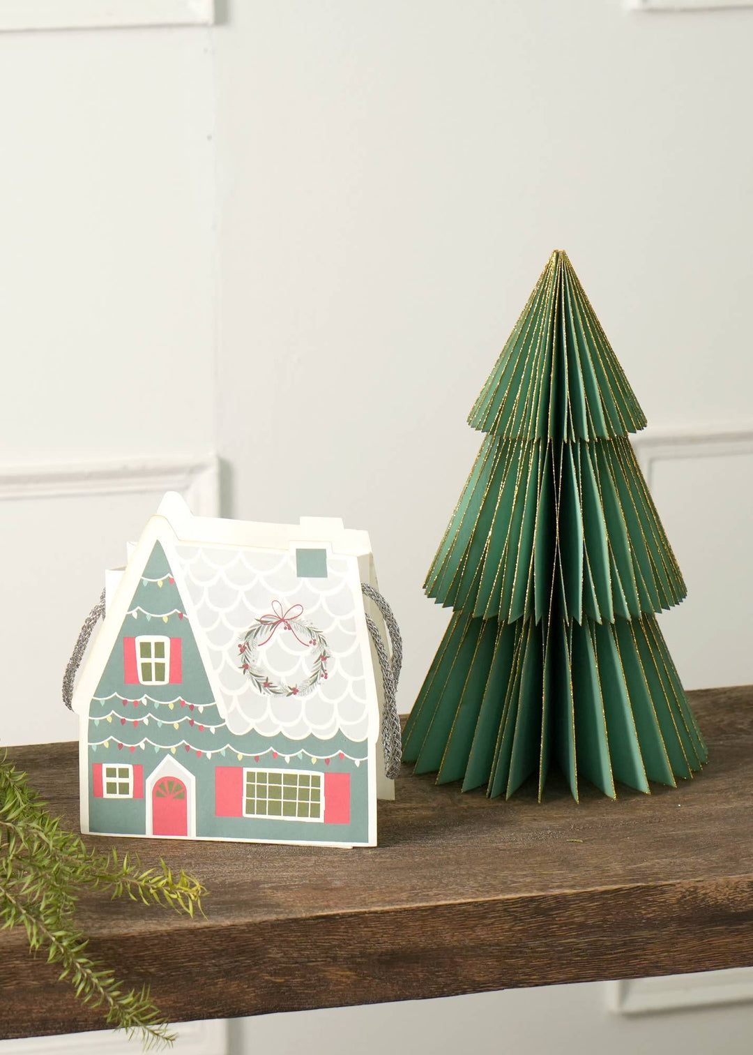 Green Handmade Paper Tree  6.5"(Dia) X 11"(H)