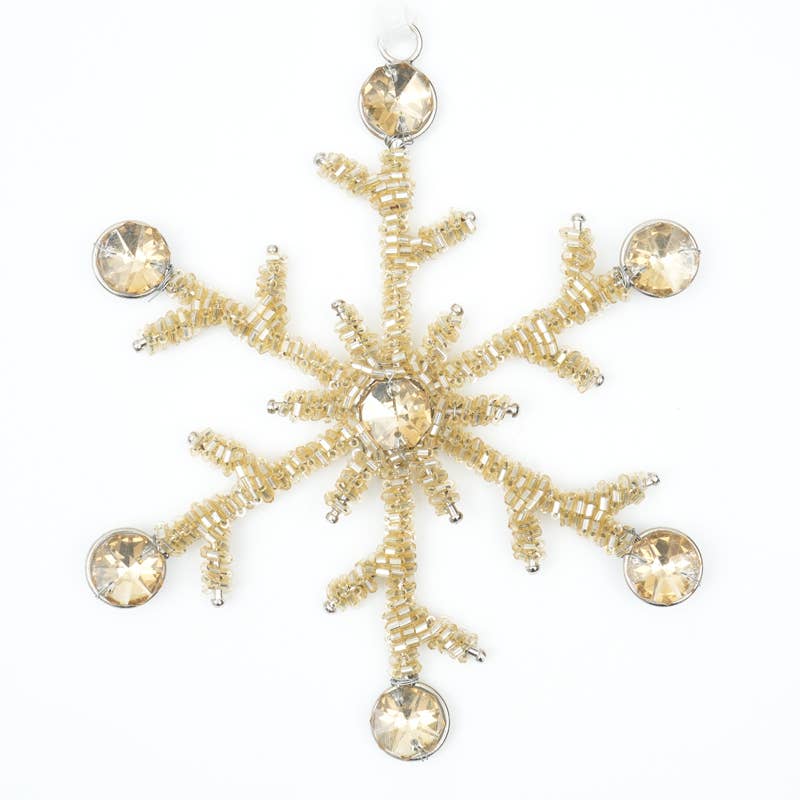 Set / 3 Hanging Snowflake Ornaments Silver / Gold