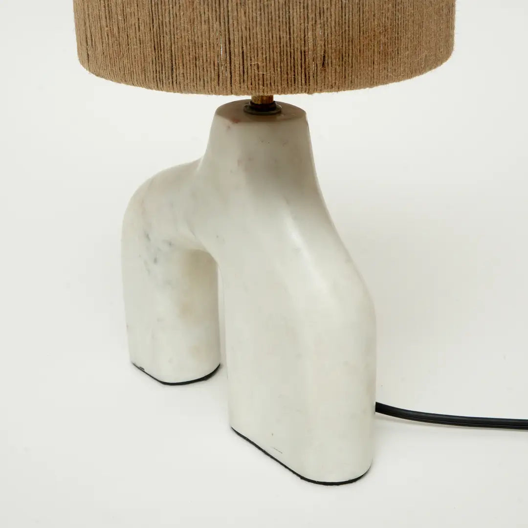 Finto Pony Table Lamp - Brown MDF Shade & White Resin Base |