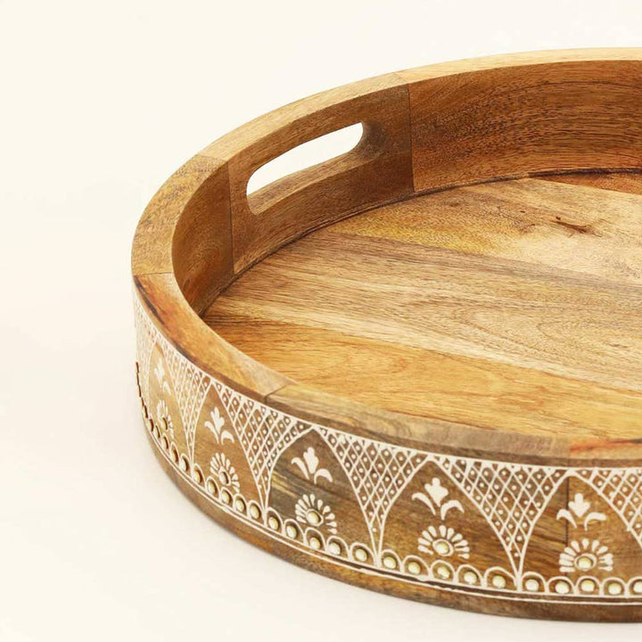 Round Wooden Tray (Nested) - Set of 3 Pcs - Natural Finish