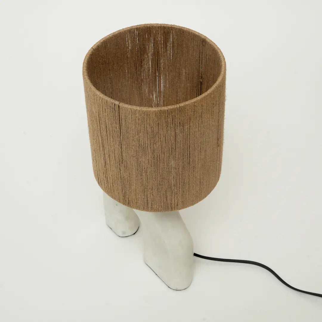 Finto Pony Table Lamp - Brown MDF Shade & White Resin Base |
