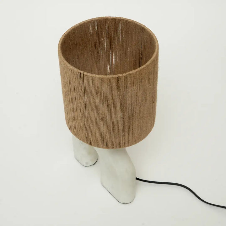 Finto Pony Table Lamp - Brown MDF Shade & White Resin Base |