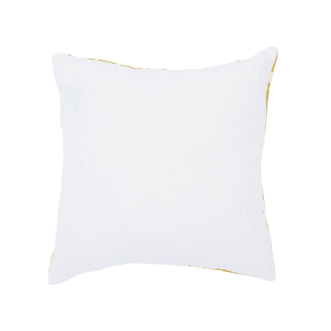 Groove Print Embroidered Pillow (Mustard & Ivory) 18"x18"