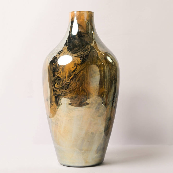 Marble Finsih Gold & Black Small Vase