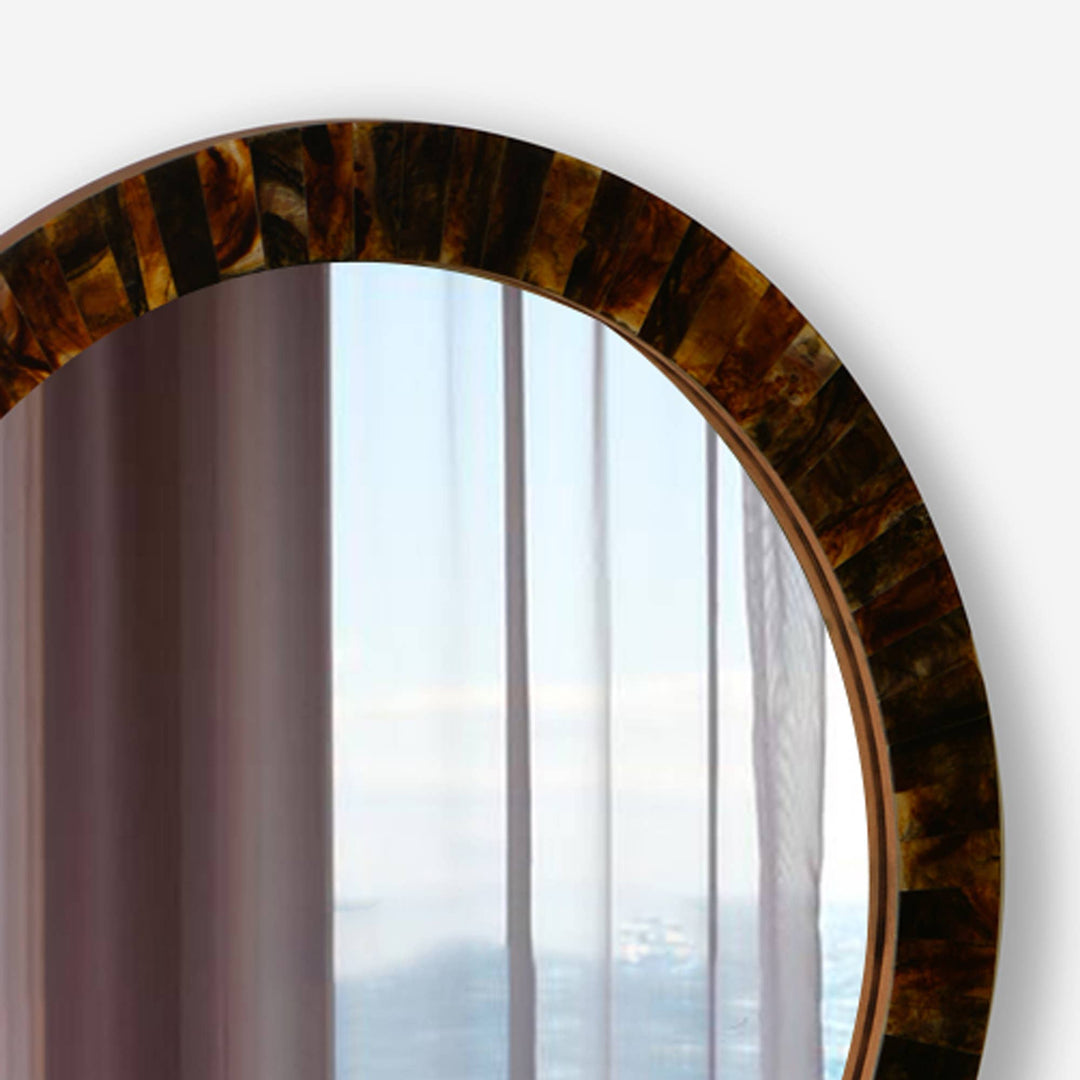 Round Brown Mirror Frame