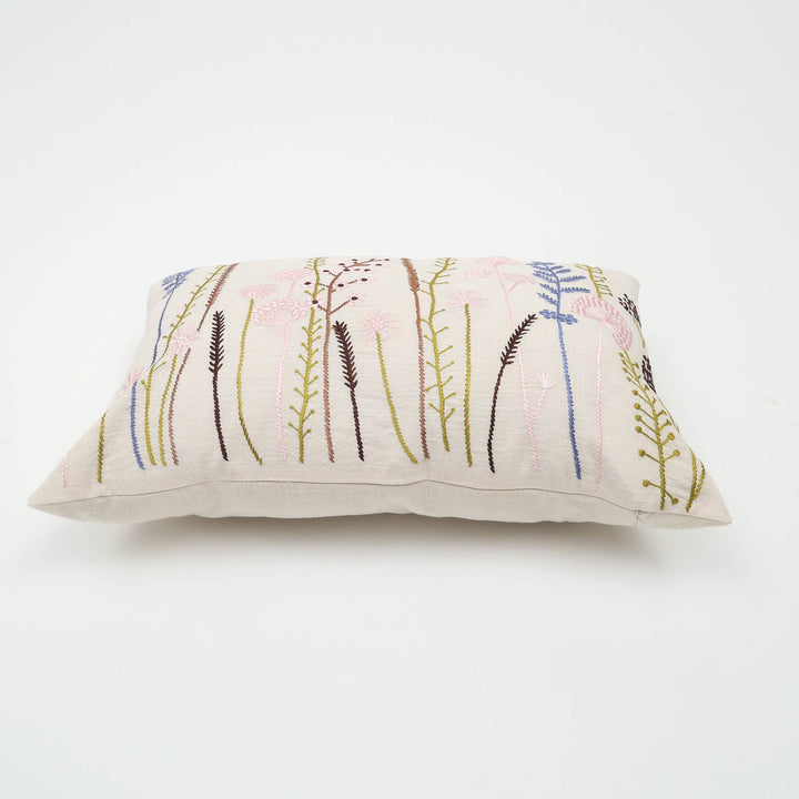 Floral Elegance Embroidered Cushion 16" x 24" – A Timeless Accent with Artistic Flair