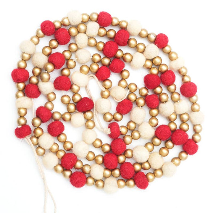 Pompom Garland Red / White