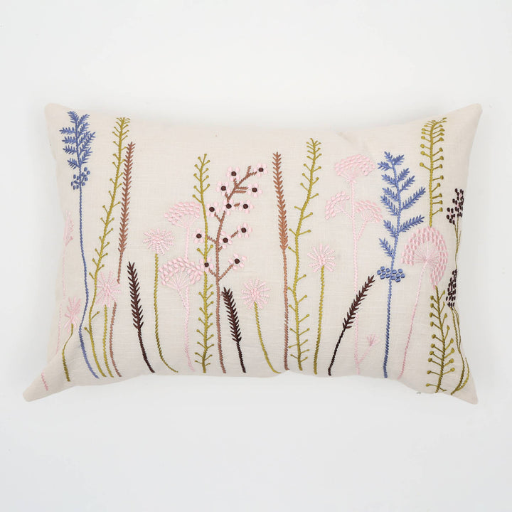 Floral Elegance Embroidered Cushion 16" x 24" – A Timeless Accent with Artistic Flair