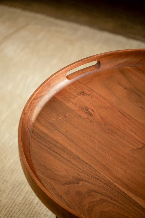 Wooden Coffee Table W/Metal Stand