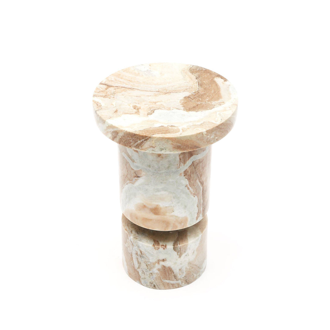 Round  Beige Marble Coffee Side Table