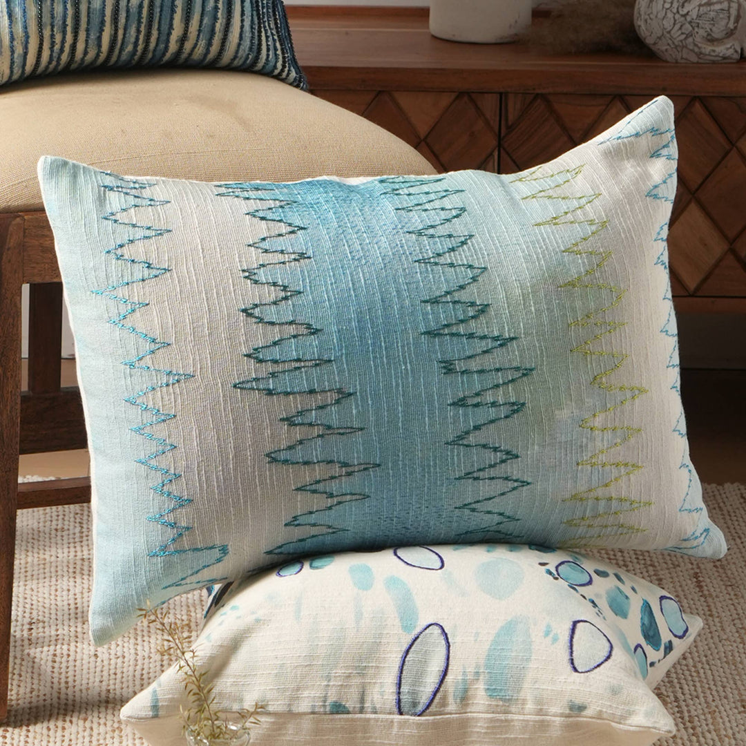 Shoreline Foliage Printed & Embroidered Pillow 24"X16"