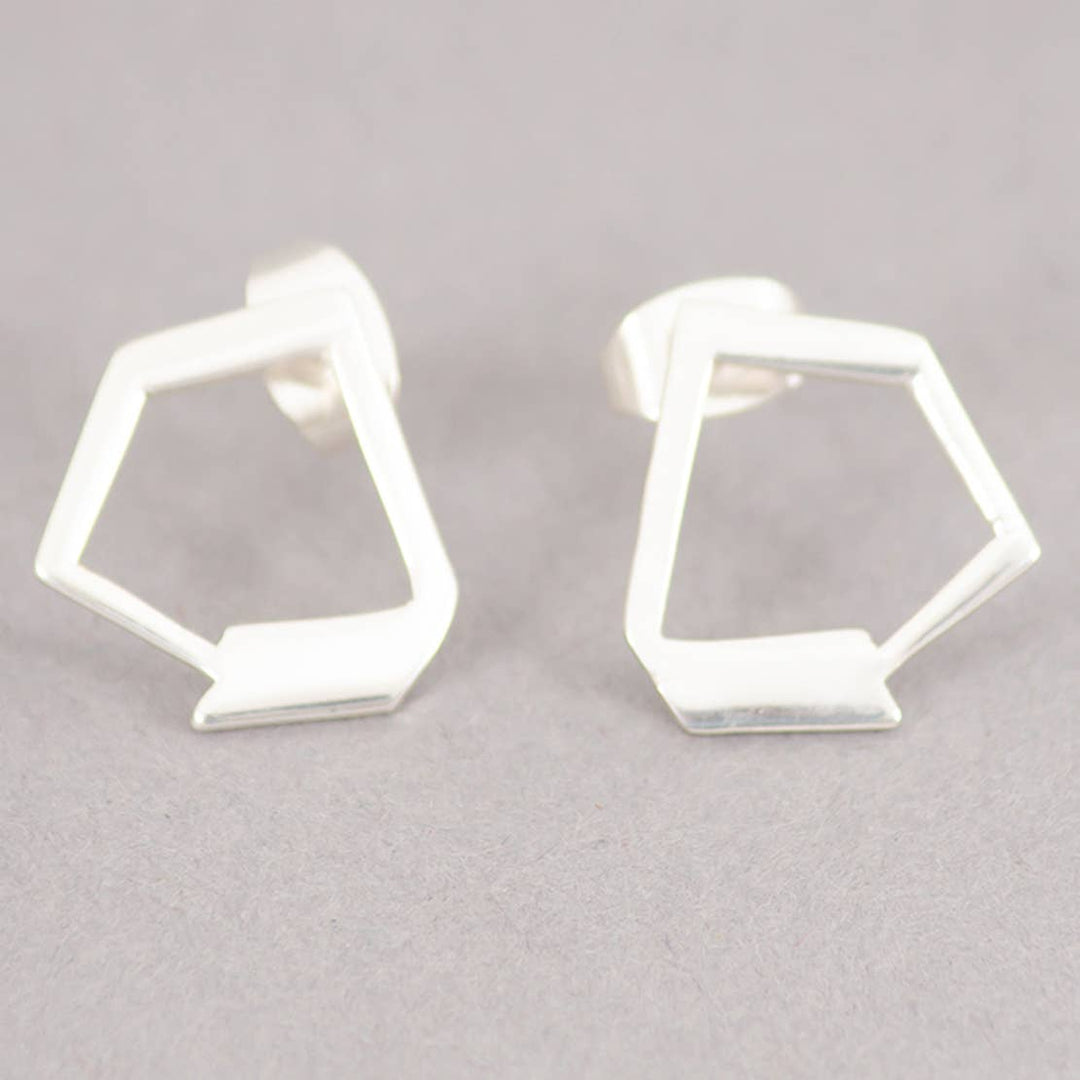 Wing Angles Stud Earrings / Silver - Brass / L-0.60W-0.60 Inches (L X W) / Moq - 4 Pairs