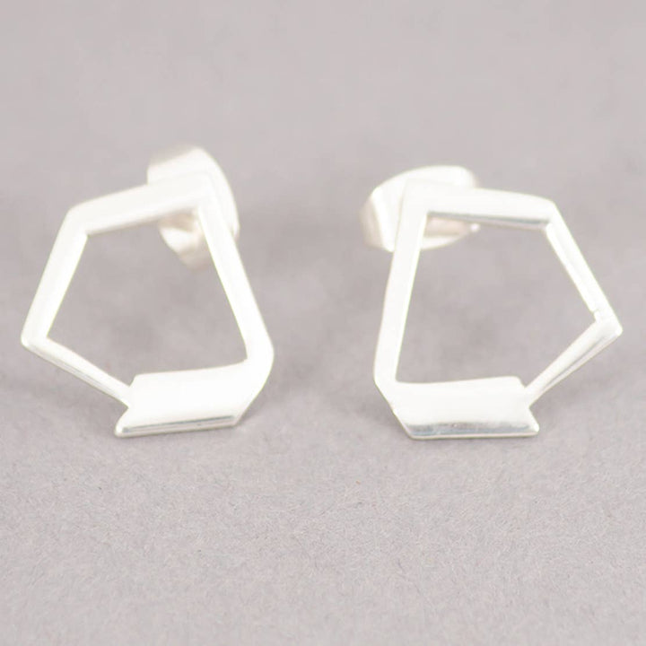 Wing Angles Stud Earrings / Silver - Brass / L-0.60W-0.60 Inches (L X W) / Moq - 4 Pairs