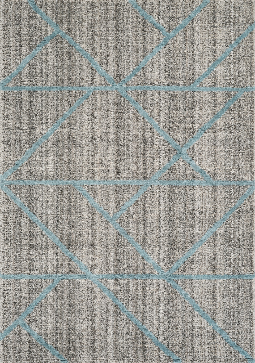 Modern Geometric Triangle Area Rug, Blue & Ivory | Soft Polypropylene Blend | Contemporary Indoor Accent Rug