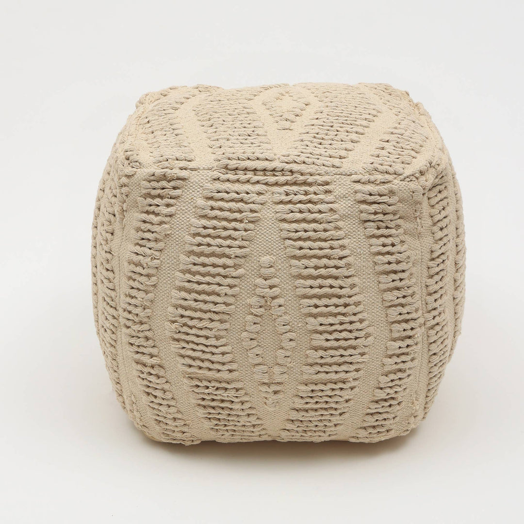 Geometric Handwoven Pouf 18" x 18"