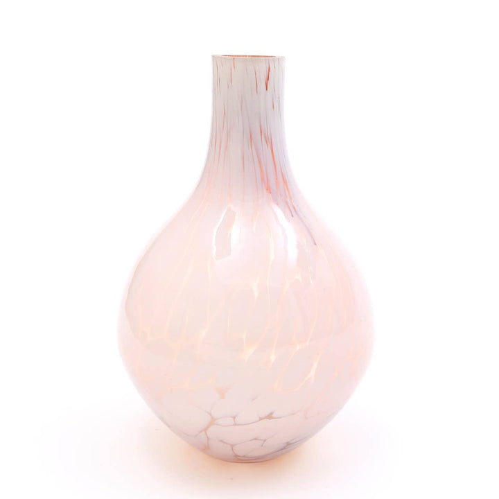 White Splutter Round Glass Vase