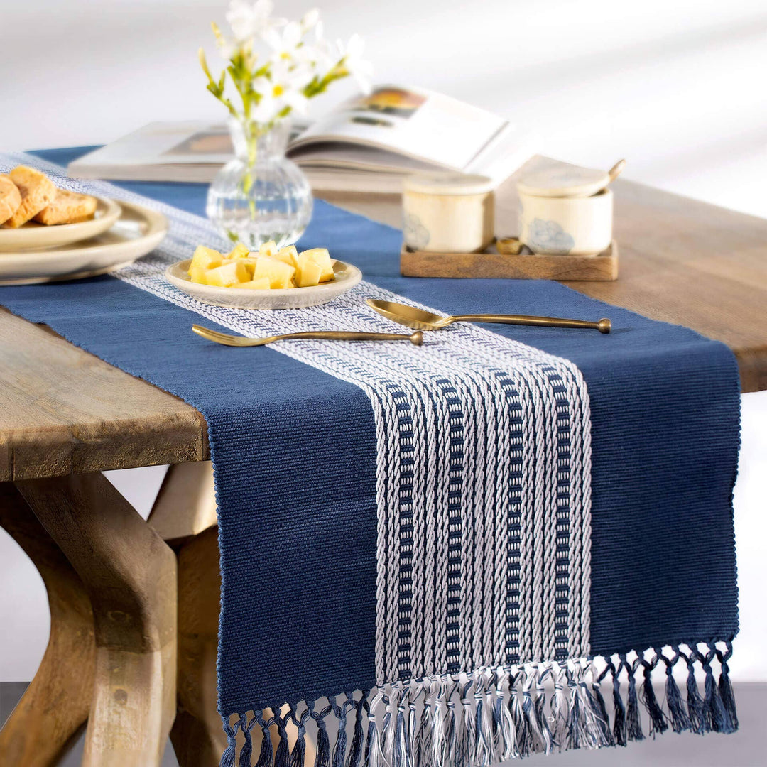 Aksa 100% Cotton Table Runner / Indigo / 70.75 X 14.25 Inches (L X W) / Moq - 10 Pcs