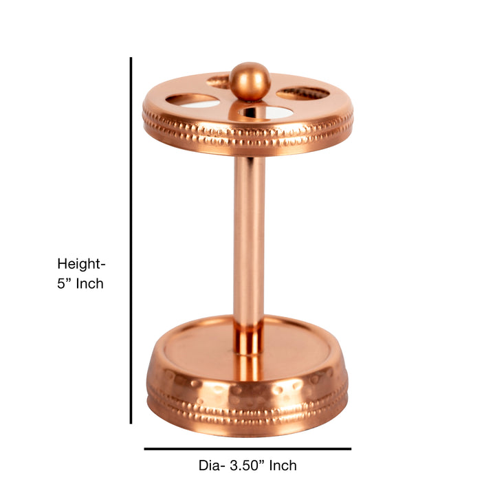 Metal Toothbrush Holder | Compact Multi-Slot Holder for Toothbrushes,Razors & Makeup Accessories | Hammered/Copper