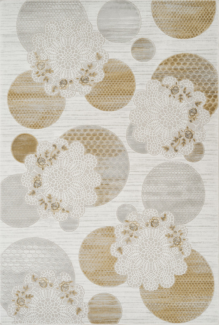 Troy Modern Geometric Floral Area Rug | Soft Polyester Indoor Rug |  Abstract Circle Design