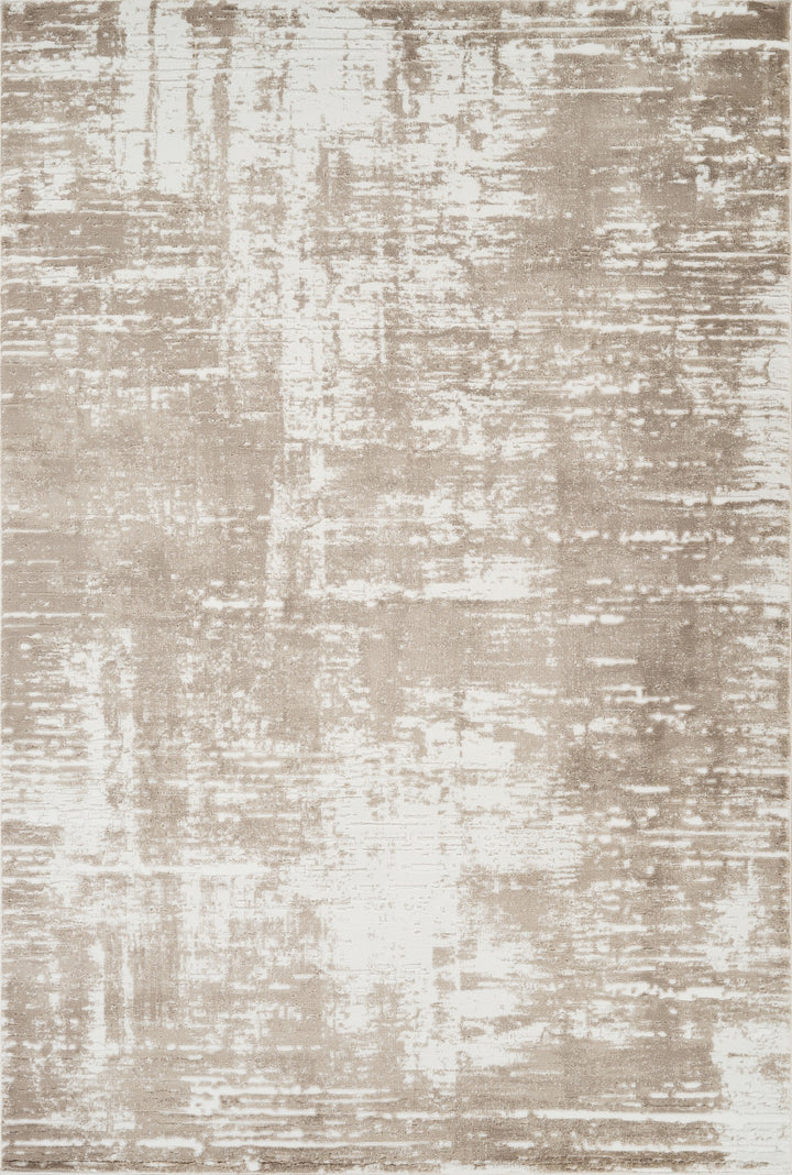 Troy Abstract Modern Area Rug, Soft Polyester Cut Pile Carpet, Neutral Beige & Ivory Distressed Design, 0.39" Pile Height, Living Room, Bedroom & Dining Room Rug