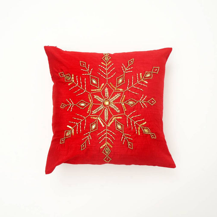 Golden Snowflake Bead Work Cushion