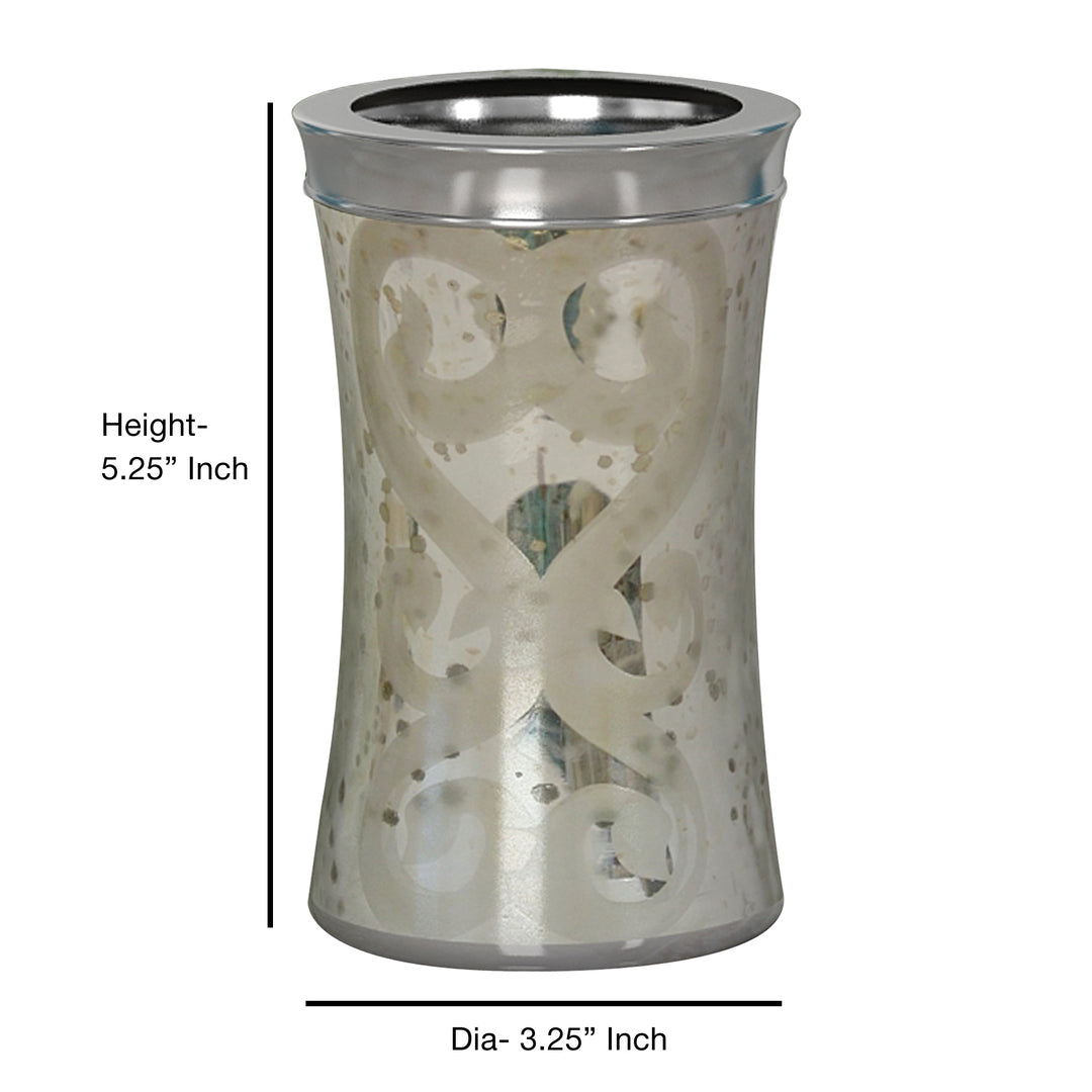 Mercury Glass Bathroom Tumbler Cup | Decorative Rinse Cup,Drinking Glass,Toothbrush & Makeup Brush Holder for Vanity Countertops,Sink & Desk | Etched/Mercury